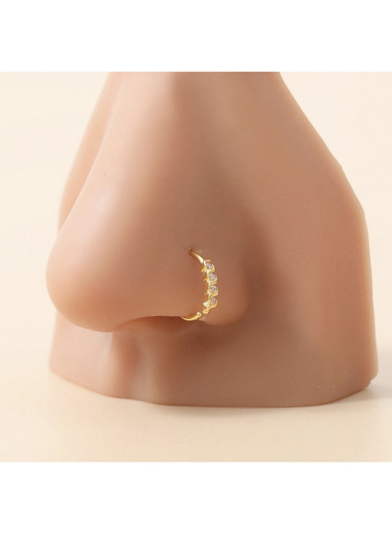 ڤيا ✨ طقم حلق أنف أنيق من 4 قطع بتصميم زهرة ومربع مجعّد للنساء - Image 4